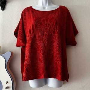 Anthropologie embroidered tee XL- worn once!